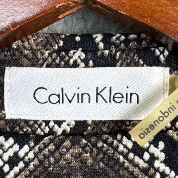 Calvin Klein Wrap Dress Snakeskin Pattern Long Sleeve Collared Size 6 Maximalist - Picture 7 of 9